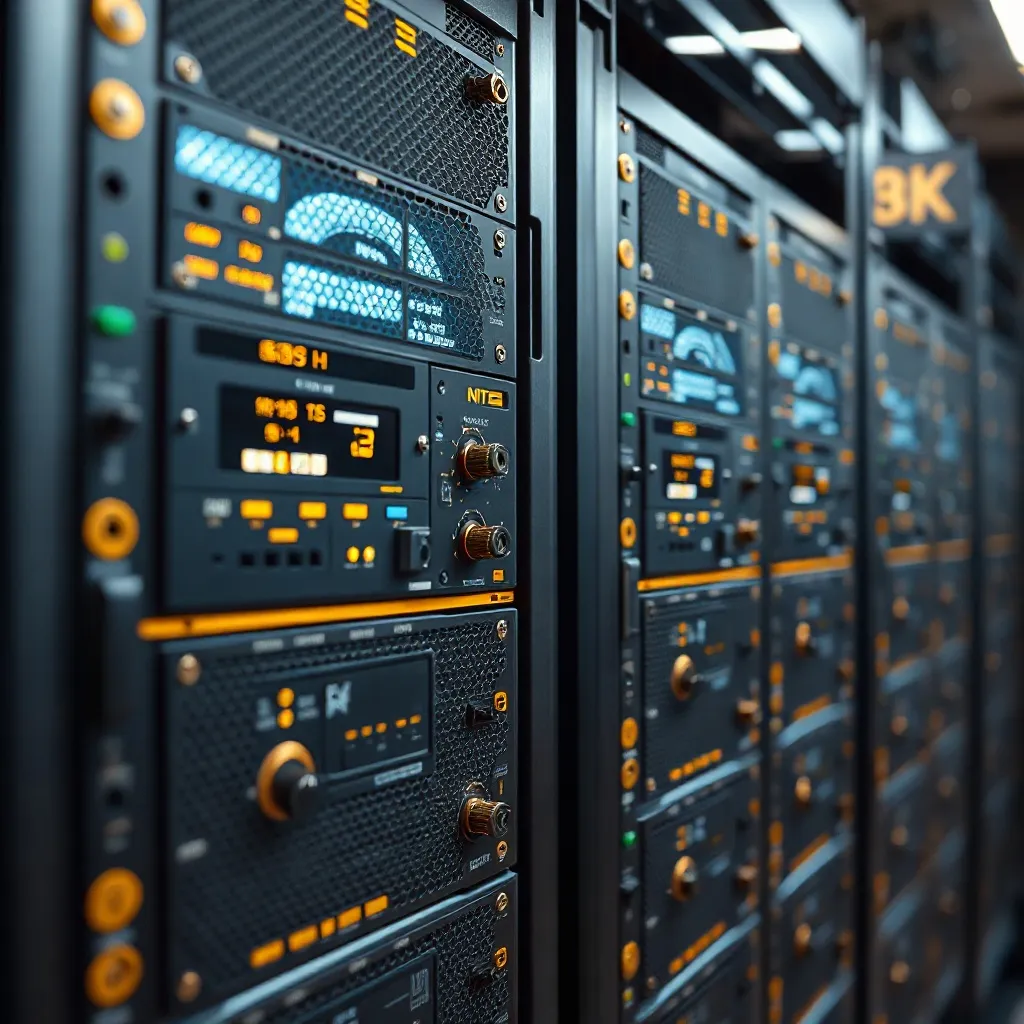 Cinematic close-up of high-end server hardware with gold acc