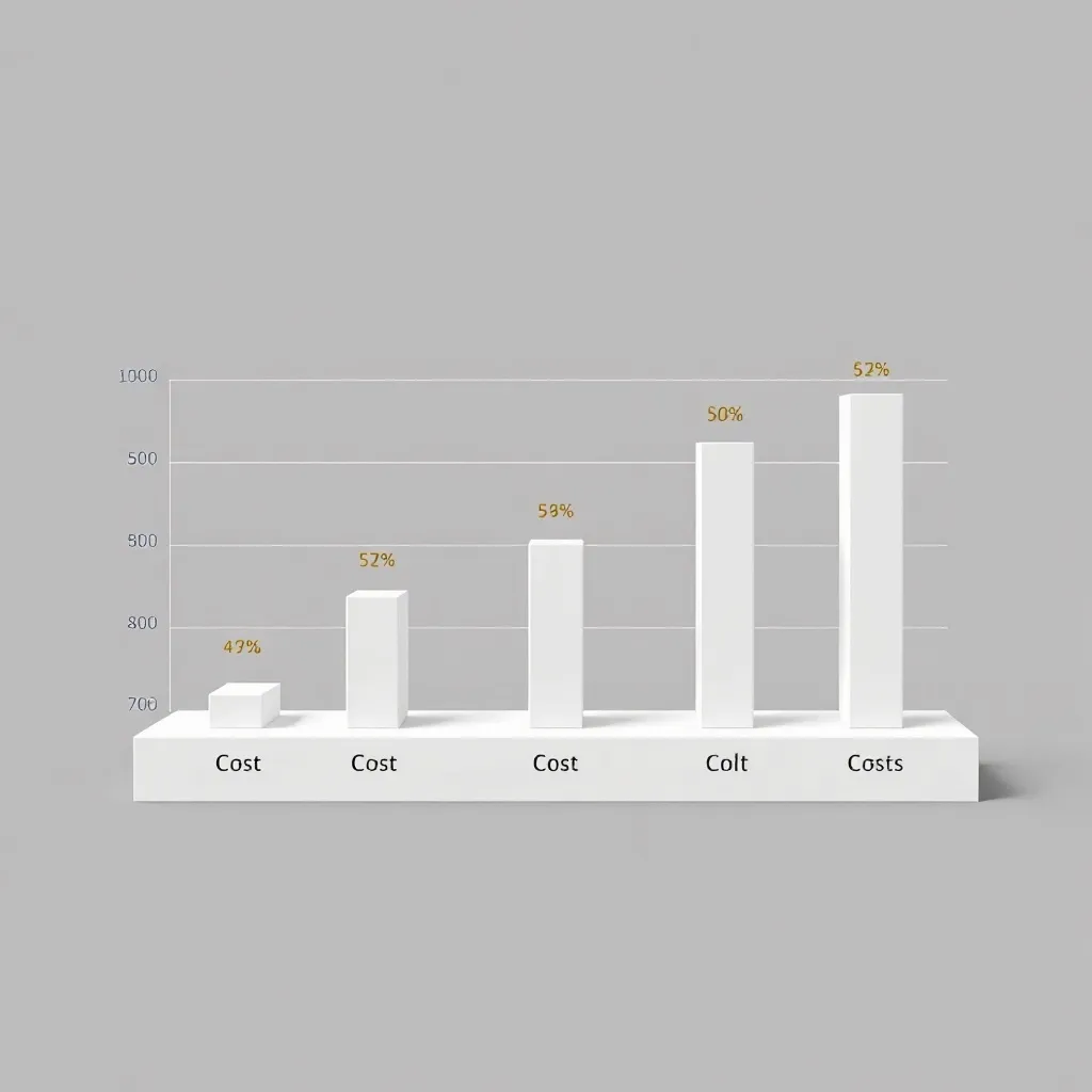 A clean, professional 3D bar chart showing cost comparison o